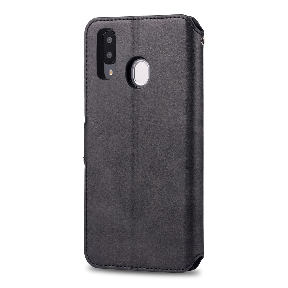 AZNS Leather Wallet Case for Samsung Galaxy A20e - Black-3
