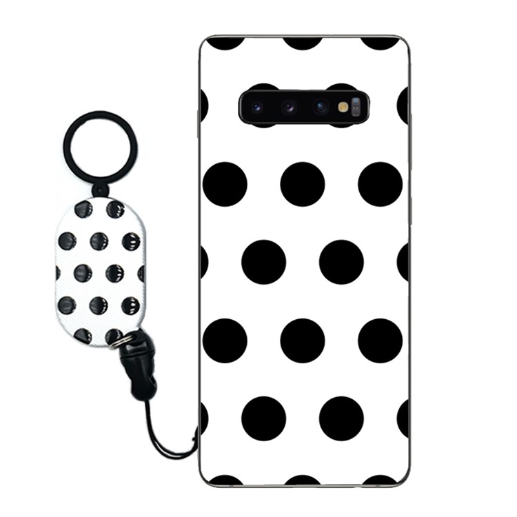 Simple Style Soft TPU Protective Back Casing with Finger Ring Lanyard for Samsung Galaxy S10 Plus - Style A-1