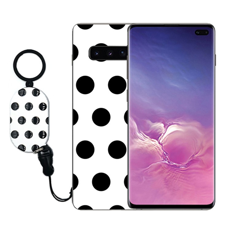 Simple Style Soft TPU Protective Back Casing with Finger Ring Lanyard for Samsung Galaxy S10 Plus - Style A-2