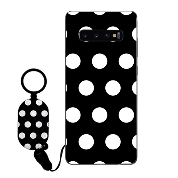 Simple Style Soft TPU Protective Back Casing with Finger Ring Lanyard for Samsung Galaxy S10 Plus - Style B-1