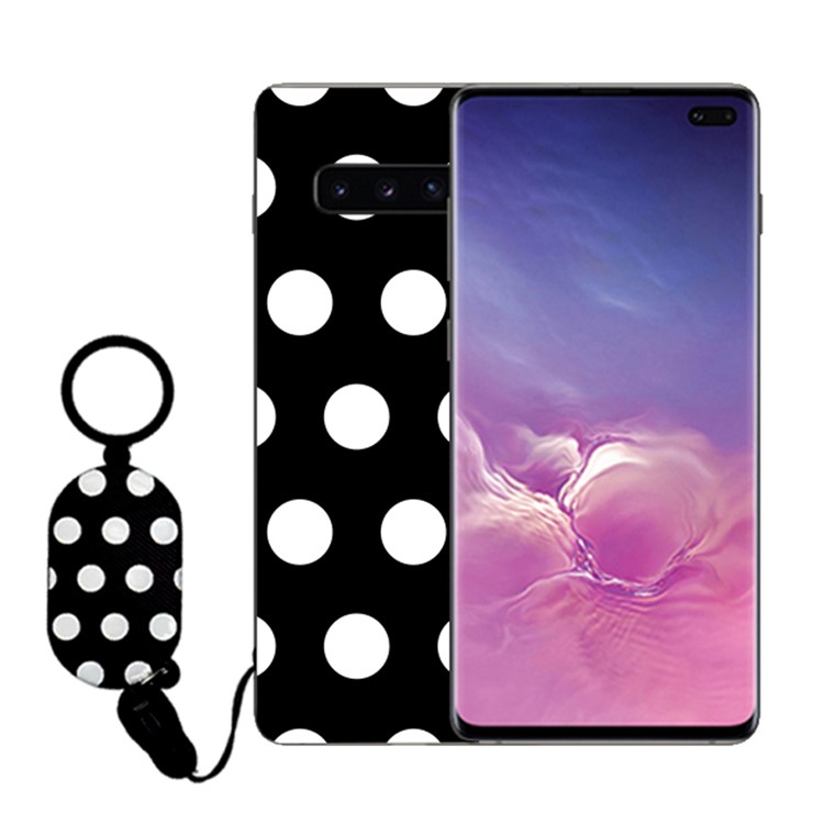 Simple Style Soft TPU Protective Back Casing with Finger Ring Lanyard for Samsung Galaxy S10 Plus - Style B-2