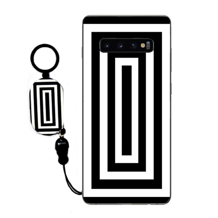 Simple Style Soft TPU Protective Back Casing with Finger Ring Lanyard for Samsung Galaxy S10 Plus - Style D-1