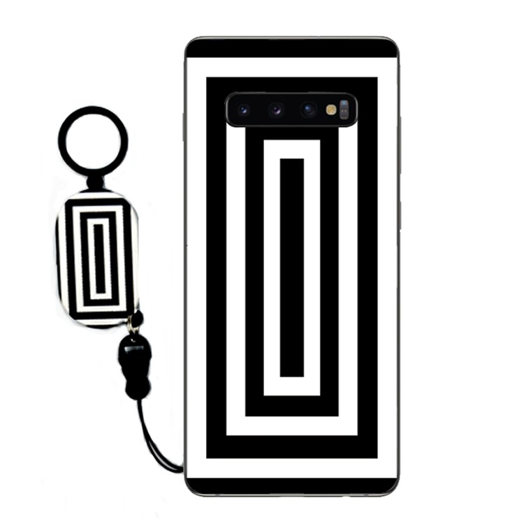 Simple Style Soft TPU Phone Cover with Finger Ring Lanyard for Samsung Galaxy S10 - Style D-1