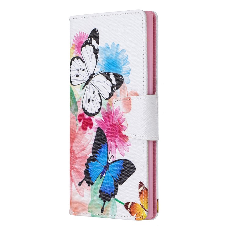 Pattern Printing Wallet Stand Flip Leather Phone Case for Samsung Galaxy Note 10 Pro - Butterflies-2