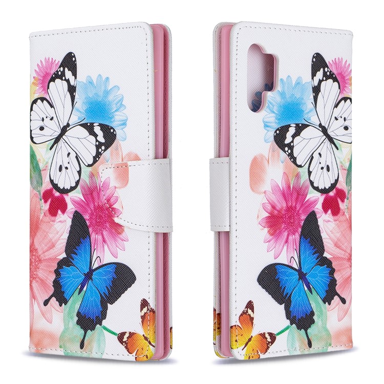 Pattern Printing Wallet Stand Flip Leather Phone Case for Samsung Galaxy Note 10 Pro - Butterflies-4