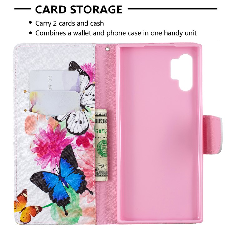 Pattern Printing Wallet Stand Flip Leather Phone Case for Samsung Galaxy Note 10 Pro - Butterflies-6