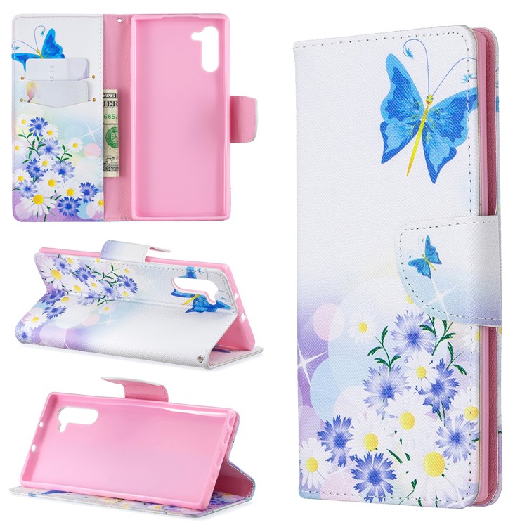 Printing Style PU Leather Flip Stand Phone Case for Samsung Galaxy Note 10/Note 10 5G - Blue Butterflies-1