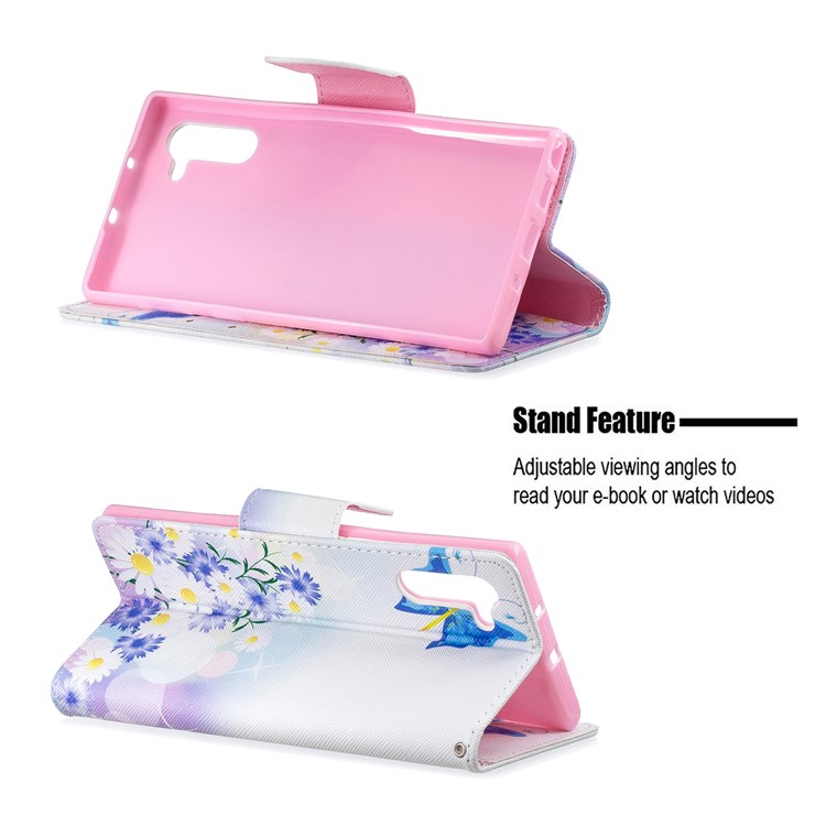 Printing Style PU Leather Flip Stand Phone Case for Samsung Galaxy Note 10/Note 10 5G - Blue Butterflies-5