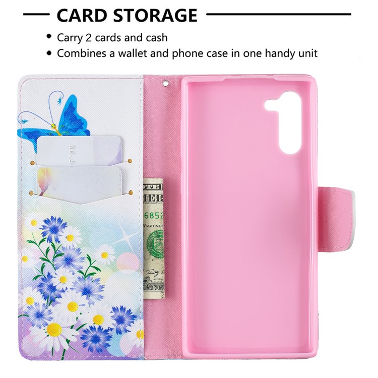 Printing Style PU Leather Flip Stand Phone Case for Samsung Galaxy Note 10/Note 10 5G - Blue Butterflies-6