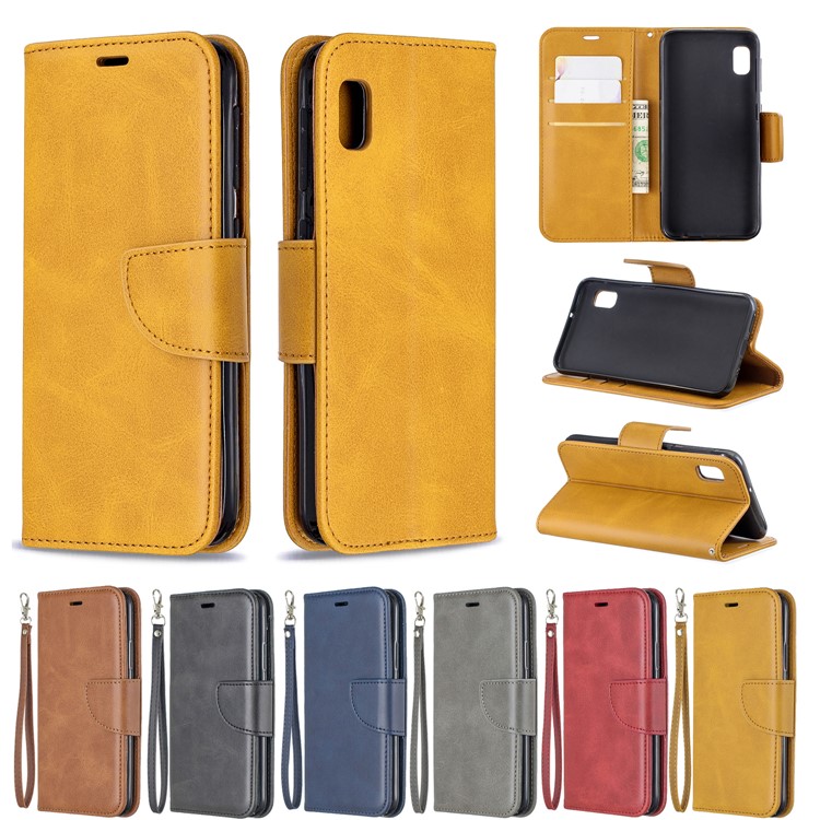 PU Leather Wallet Stand Phone Cover for Samsung Galaxy A10e - Yellow-10