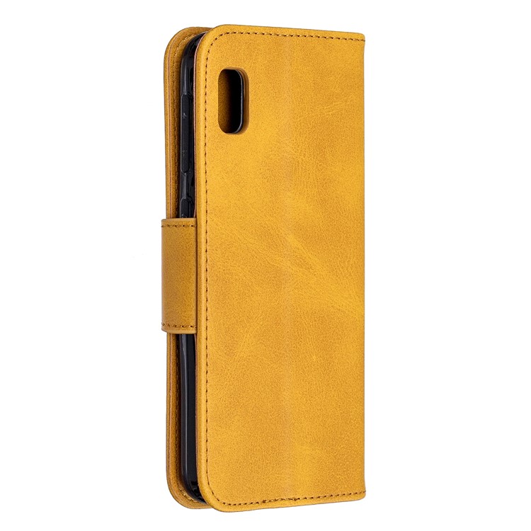 PU Leather Wallet Stand Phone Cover for Samsung Galaxy A10e - Yellow-3
