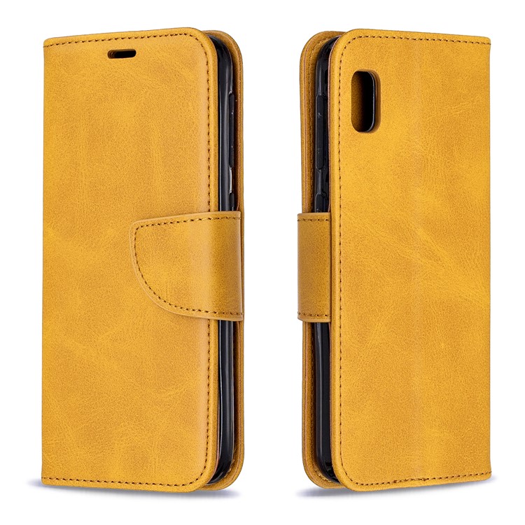 PU Leather Wallet Stand Phone Cover for Samsung Galaxy A10e - Yellow-4