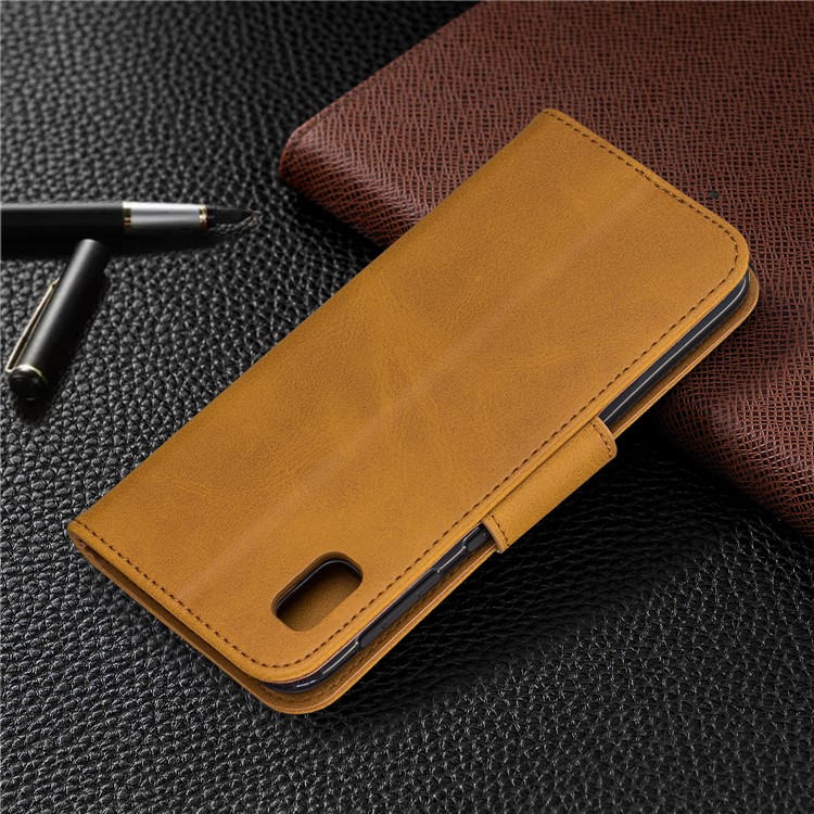 PU Leather Wallet Stand Phone Cover for Samsung Galaxy A10e - Yellow-8