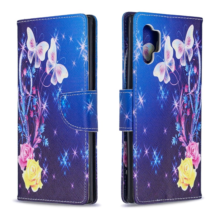 Pattern Printing Leather Wallet Phone Case for Samsung Galaxy Note 10 Pro - Butterfly and Flower-4