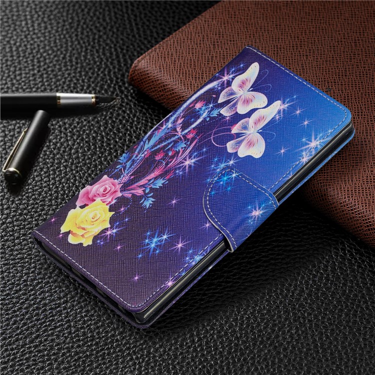 Pattern Printing Leather Wallet Phone Case for Samsung Galaxy Note 10 Pro - Butterfly and Flower-7