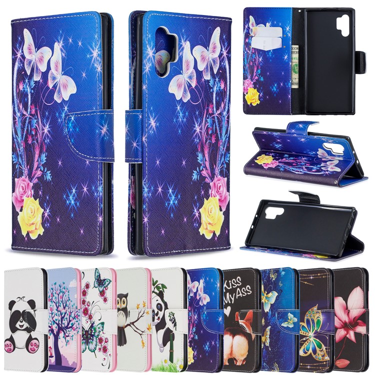 Pattern Printing Leather Wallet Phone Case for Samsung Galaxy Note 10 Pro - Butterfly and Flower-9