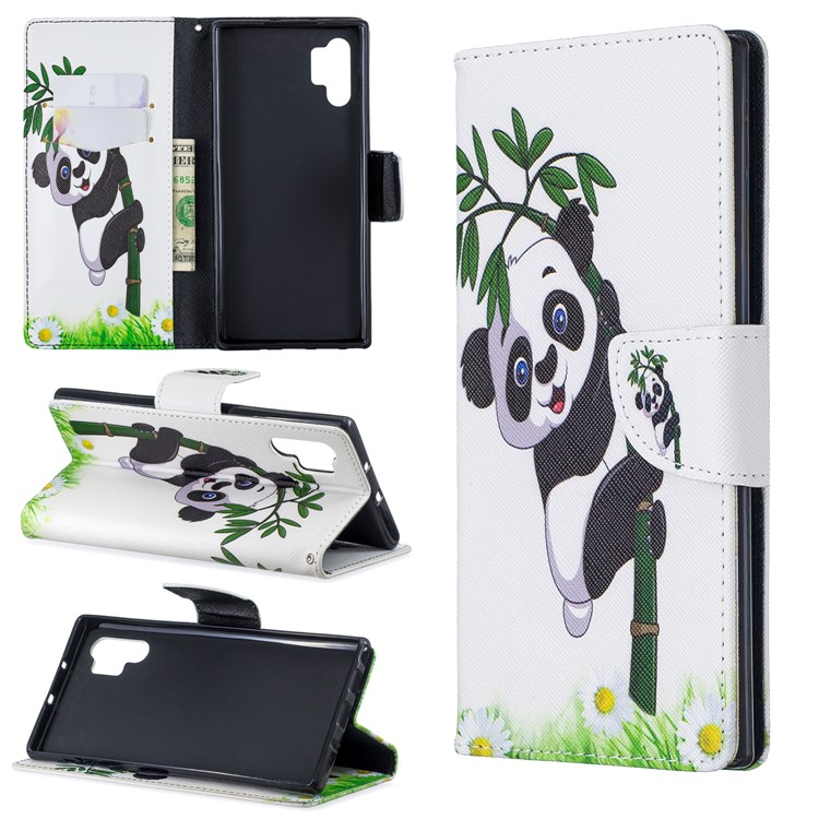 

Pattern Printing Leather Wallet Phone Case for Samsung Galaxy Note 10 Plus/Note 10 Plus 5G - Panda Climbing Tree, Galaxy Note 10 Plus