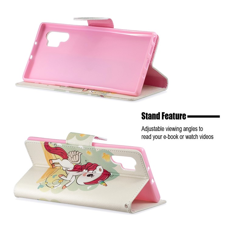 Pattern Printing Leather Wallet Stand Phone Shell for Samsung Galaxy Note 10 Pro - Unicorn-5