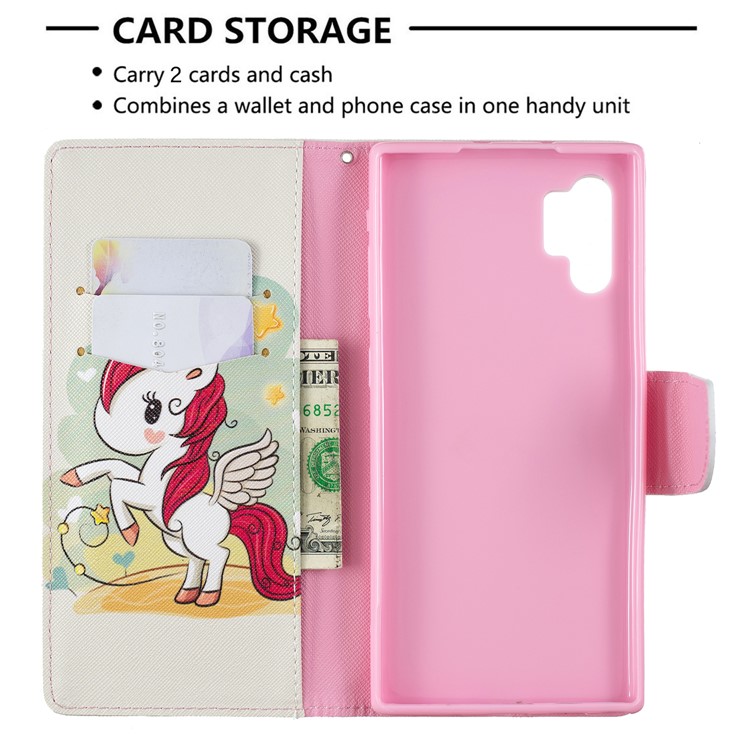 Pattern Printing Leather Wallet Stand Phone Shell for Samsung Galaxy Note 10 Pro - Unicorn-6