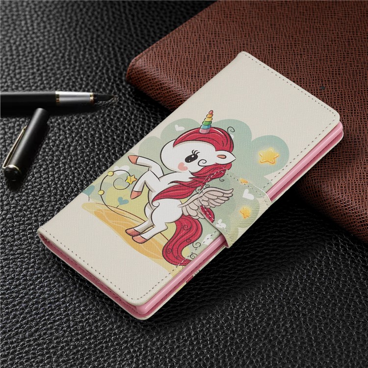 Pattern Printing Leather Wallet Stand Phone Shell for Samsung Galaxy Note 10 Pro - Unicorn-7