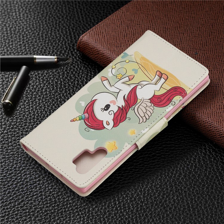Pattern Printing Leather Wallet Stand Phone Shell for Samsung Galaxy Note 10 Pro - Unicorn-8