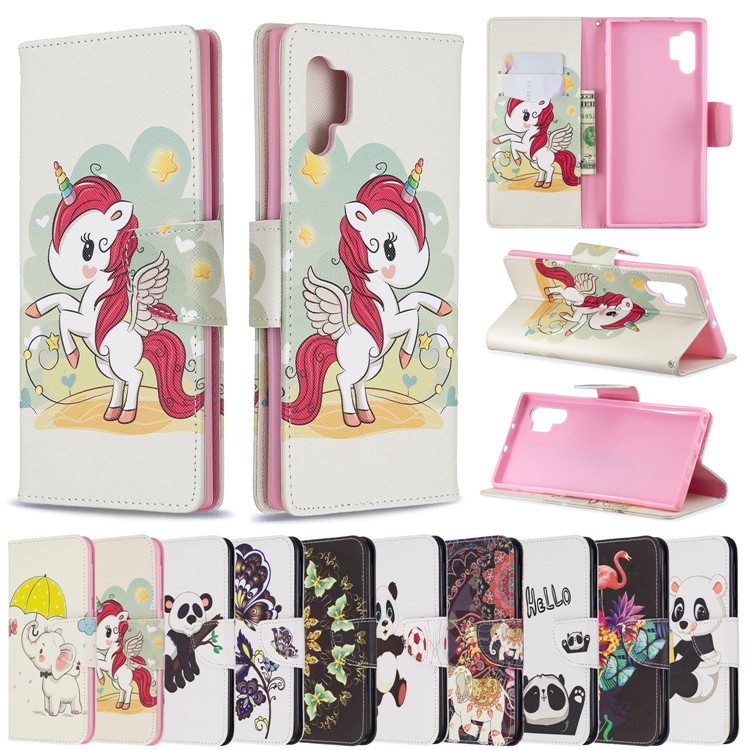 Pattern Printing Leather Wallet Stand Phone Shell for Samsung Galaxy Note 10 Pro - Unicorn-9