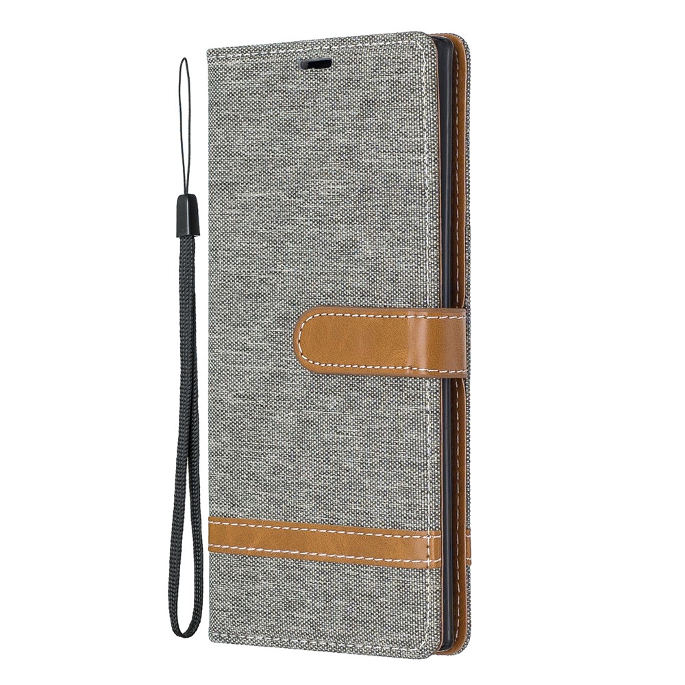 Escudo De Couro Assorted Da Carteira De Pano Das Calças De Brim Da Cor Para A Nota 10 Da Galáxia De Samsung Pro - Cinzento-2