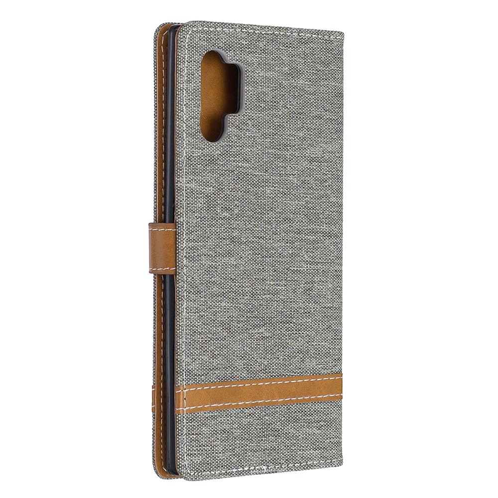 Escudo De Couro Assorted Da Carteira De Pano Das Calças De Brim Da Cor Para A Nota 10 Da Galáxia De Samsung Pro - Cinzento-3