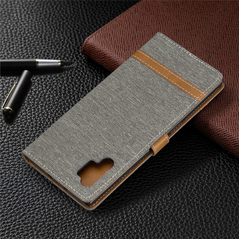 Escudo De Couro Assorted Da Carteira De Pano Das Calças De Brim Da Cor Para A Nota 10 Da Galáxia De Samsung Pro - Cinzento-8