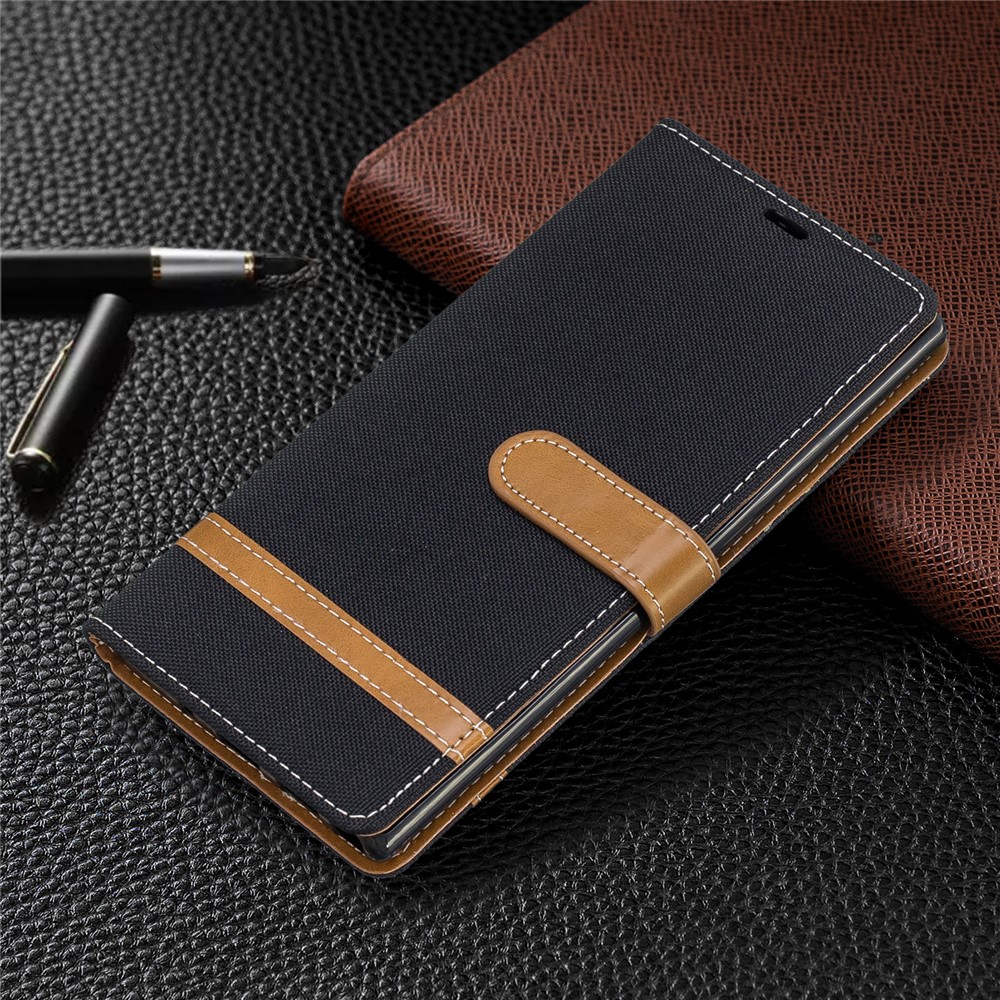 Escudo De Couro Assorted Da Carteira De Pano Das Calças De Brim Da Cor Para A Nota 10 Da Galáxia De Samsung Pro - Preto-7