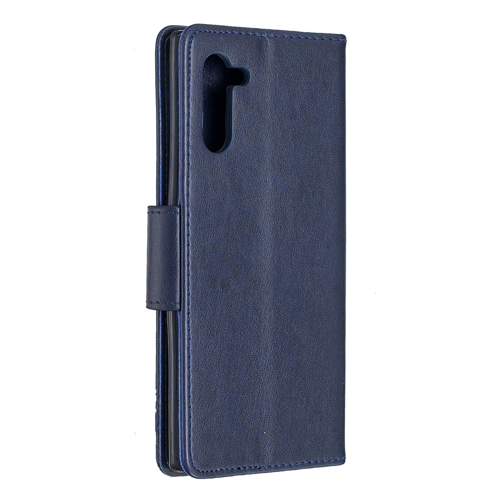 Etui Portefeuille En Cuir Avec Papillon Pour Samsung Galaxy Note 10 - Bleu-3