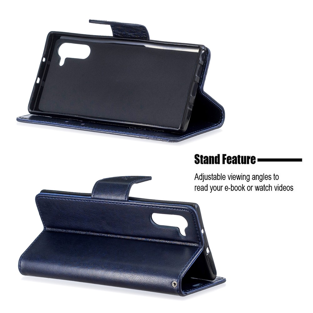 Etui Portefeuille En Cuir Avec Papillon Pour Samsung Galaxy Note 10 - Bleu-5