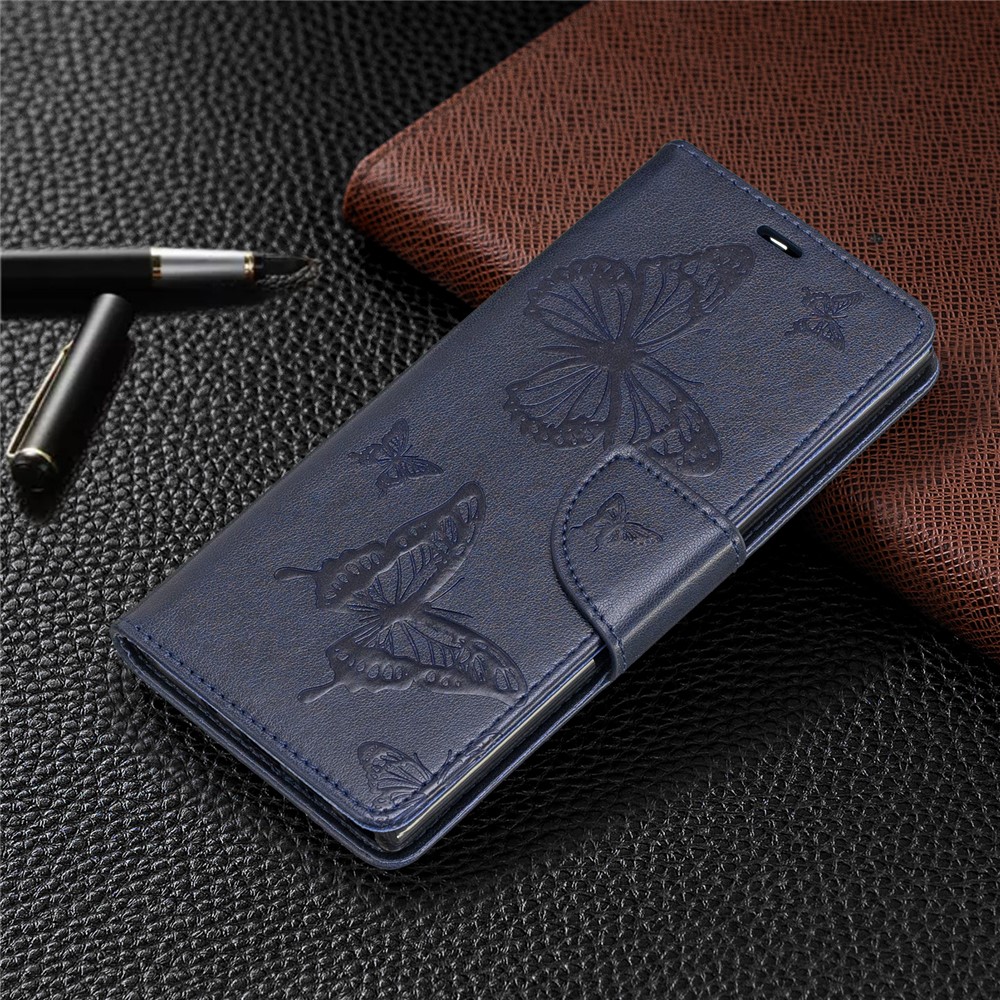 Etui Portefeuille En Cuir Avec Papillon Pour Samsung Galaxy Note 10 - Bleu-7