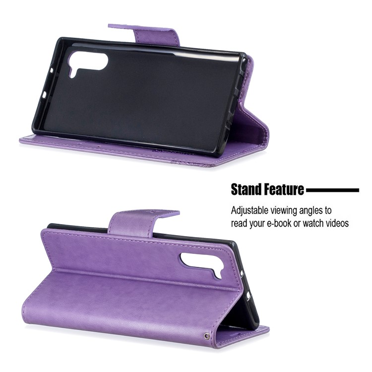 Estuche Para Teléfono Con Billetera De Cuero De Mariposa Para Samsung Galaxy Note 10 - Púrpura-5