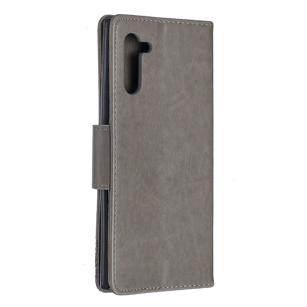 Etui Portefeuille En Cuir Avec Papillon Pour Samsung Galaxy Note 10 - Gris-3