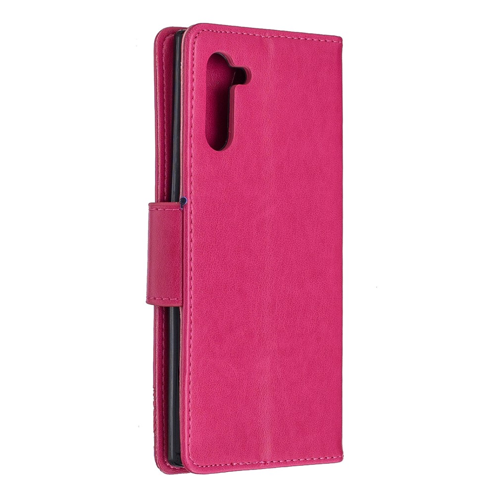 Etui Portefeuille En Cuir Avec Papillon Pour Samsung Galaxy Note 10 - Rose-3