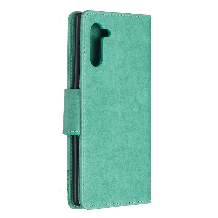 Etui Portefeuille En Cuir Avec Papillon Pour Samsung Galaxy Note 10 - Vert-3