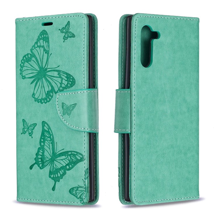 Etui Portefeuille En Cuir Avec Papillon Pour Samsung Galaxy Note 10 - Vert-4
