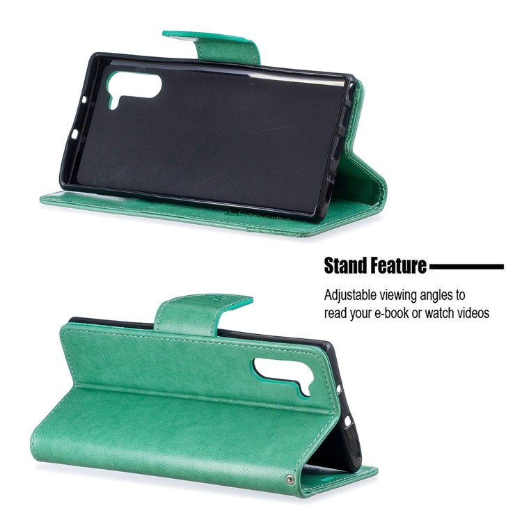 Etui Portefeuille En Cuir Avec Papillon Pour Samsung Galaxy Note 10 - Vert-5