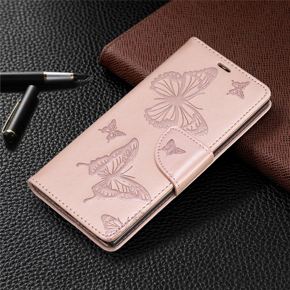 Etui Portefeuille En Cuir Avec Papillon Pour Samsung Galaxy Note 10 - Or Rose-7