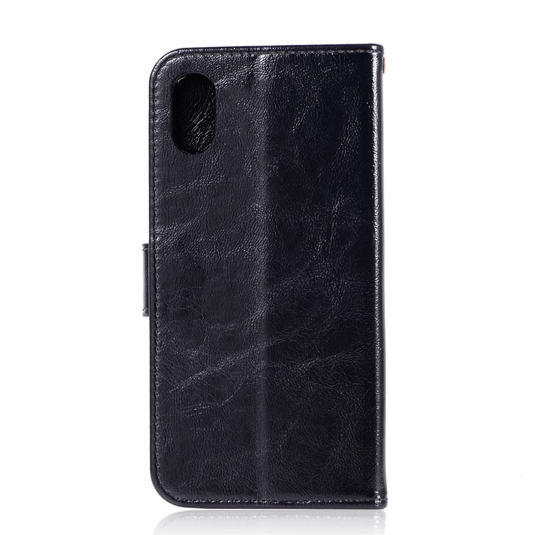 Vintage Premium PU Leather Wallet Shell with Stand for Samsung Galaxy A10e - Black-6