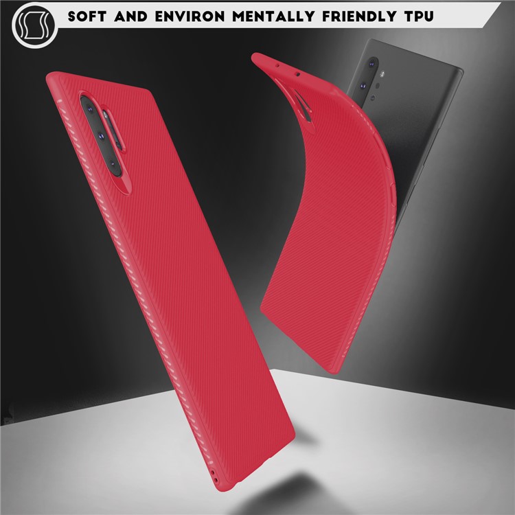 LENUO Twill Texture TPU Case for Samsung Galaxy Note 10 Plus / Note 10 Plus 5G - Red-2