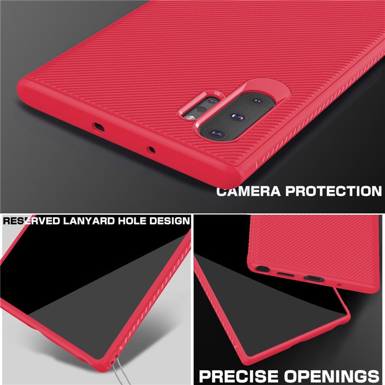 LENUO Twill Texture TPU Case for Samsung Galaxy Note 10 Plus / Note 10 Plus 5G - Red-3