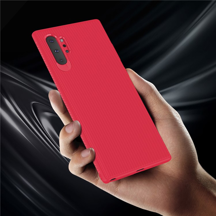 LENUO Twill Texture TPU Case for Samsung Galaxy Note 10 Plus / Note 10 Plus 5G - Red-4