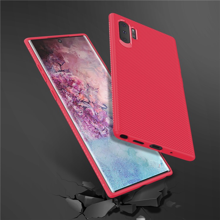LENUO Twill Texture TPU Case for Samsung Galaxy Note 10 Plus / Note 10 Plus 5G - Red-5