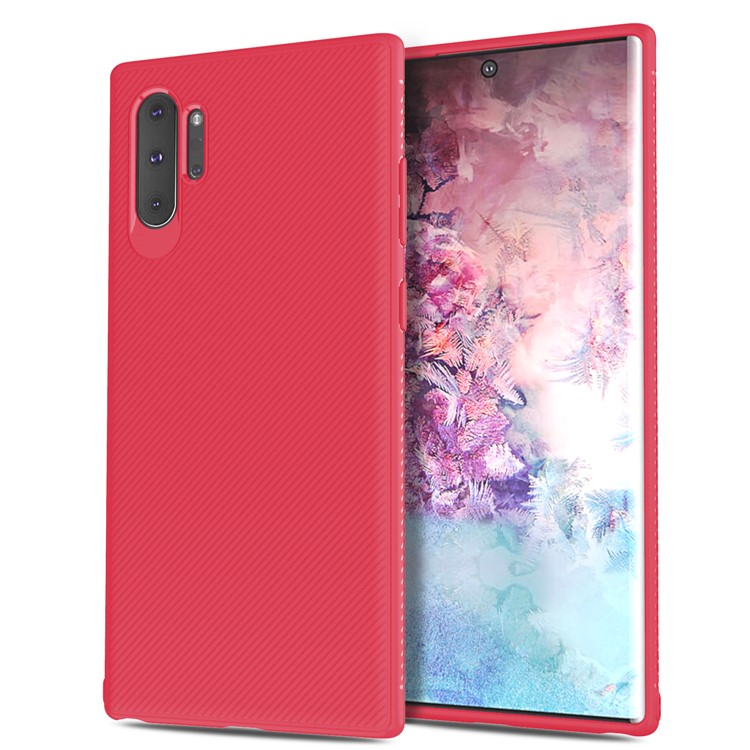 LENUO Twill Texture TPU Case for Samsung Galaxy Note 10 Plus / Note 10 Plus 5G - Red-8