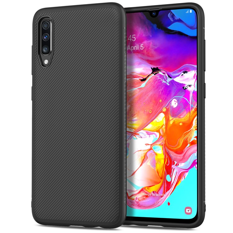 LENUO Twill Texture TPU Case for Samsung Galaxy A70 - Black-2