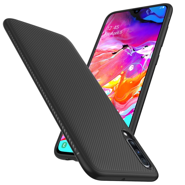 LENUO Twill Texture TPU Case for Samsung Galaxy A70 - Black-3