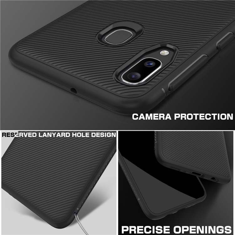 LENUO Twill Texture TPU Back Case for Samsung Galaxy A20e - Black-5