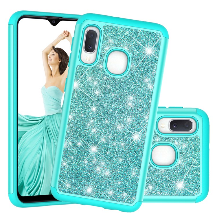 Shiny Glittery PC Back + TPU Frame Phone Shell for Samsung Galaxy A20e / Galaxy A10e - Blue-1